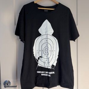 NWT Defend Paris "Guns Ain't The Problem" Graphic Tee - 2XL black and white